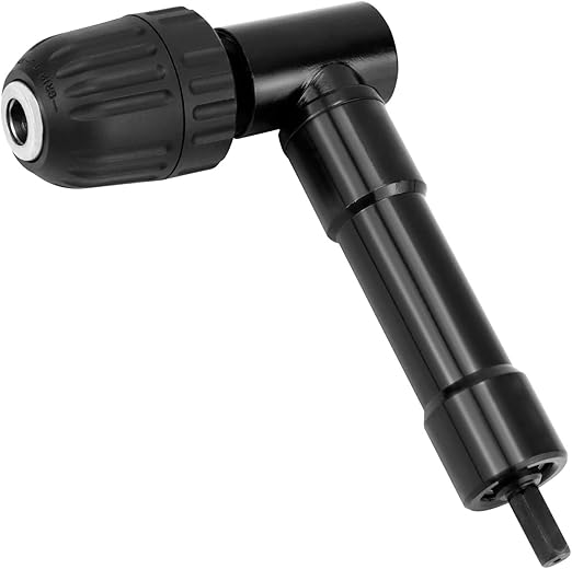 QWORK® Angle Drill Accessory, Clamp Range 0.8-10mm, 90 Degree Drill Chuck, Angle Drilling Adapter