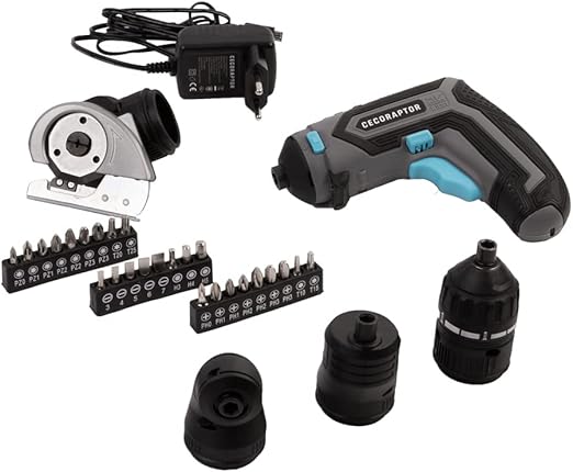 Cecotec Tournevis électrique Multifonction CecoRaptor Perfect MultiWork 360 Ultra. 4 Têles, batterie 4 V et 1 500 mAh, Vitesse sans charge 200 tr/min Torque maximale de 4 Nm, 10 positions Multicolore