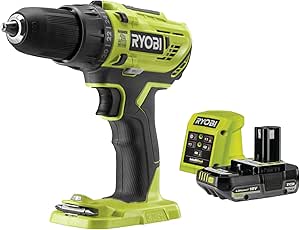 Ryobi - Perceuse-visseuse à percussion 18V - 2 vitesses - 50 Nm - 500-1 800 tr/min - réglage de couple 24 positions - mandrin 13 mm livrée avec 1 batterie 2Ah et son chargeur - R18PD32-1C20G