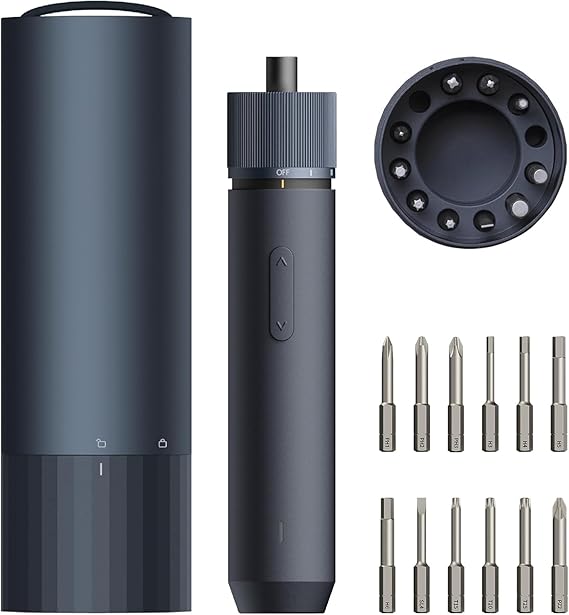 HOTO 3.6V Cordless Screwdriver, 4N.m Electric Screwdriver, 12 S2 Steel Tips, All-in-One Design, Type C Charging, Shadowless LED Light, 3 Torque Settings, 1500 mAh Battery