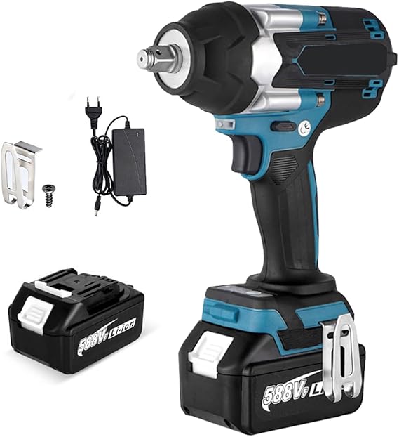 Max 1800 N.m Cordless Torque Impact Wrench 3 Speeds 1/2 Inch Electric Impact Nutrunner 18V 3000mAh Li-Ion Battery with Fast Charger, LED Work Light, for Heavy Duty Work