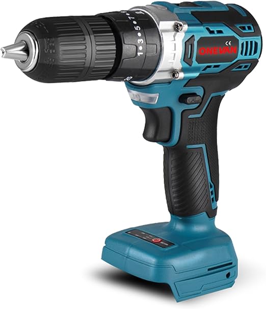 perceuse percussion sans fil, perceuse sur batterie brushless pour makita 18v, 25+3 réglages de couple, 54nm, LED, perceuse visseuse sans fil pour la bricolage(sans batterie)