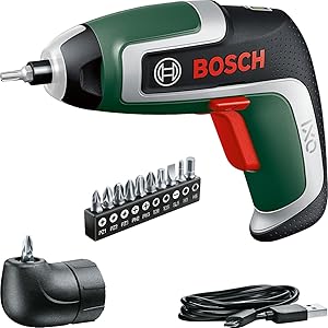 Bosch Visseuse compacte sans fil - IXO Kit (7e génération ; 3,6 V ; 2,0 Ah ; 5,5 Nm ; adaptateur de renvoi d'angle inclus; câble micro-USB; visse jusqu'à 190 vis; livré dans un carton)