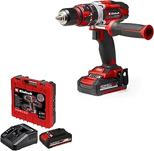 Einhell Perceuse Visseuse à percussion sans fil TE-CD 18/48 Li-i (2 x 2,0 Ah) Power X-Change (Li-ion, 18V, Couple 48 Nm) Livré avec 2 Batteries 2,0Ah et Chargeur