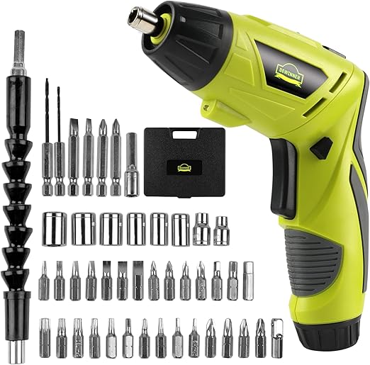 Visseuse Sans Fil,DEWINNER Visseuse Devisseuse sans Fil 1300mAh 3.6V avec 45 accessoires,Adaptateur de charge avec câble USB et boîte de rangement