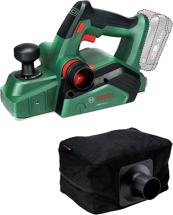 Bosch 18V System cordless planer PHO 18V-20 (planing possible from different angles; easy iron change; with dust bag)
