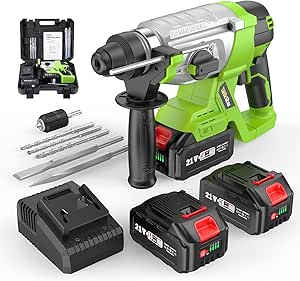 Marteau Perforateur Sans Fil: Kit de Marteau Perforateur Multifonctionnel 4 en 1, Perforateur Sans Fil Portable Efficace avec 2 * 4.0AH Batteries et Chargeur pour les Projets de Bricolage