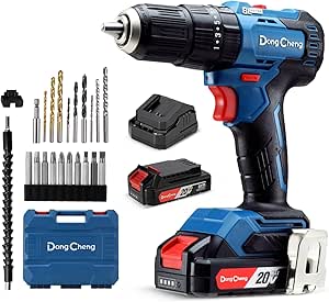 Perceuse-visseuse sans balais 18V, 50Nm, 20+1+1 niveaux de couple Perceuse à percussion sans fil, 2 vitesses, mandrin de 13mm, batteries 2x2Ah, chargeur, kit d'accessoires 19 pièces