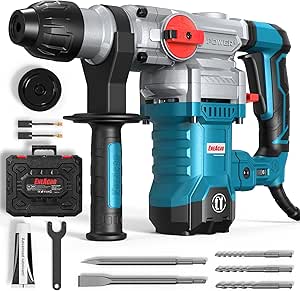 ENEACRO Réglable,Souple Marteau Perforateur, 1500W 6J, 6 Vitesses, 4 Fonctions & Plus Rapidement Changer Le Mandrin SDS-Plus, Embrayage de Sécurité & Technologie Anti-vibration