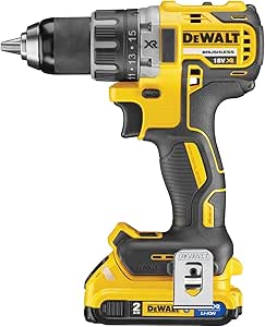 DEWALT Perceuse Visseuse Compact Brushless XR 18V Li-Ion 2Ah - Perceuse sans Fil avec Coffret TSTAK, Éclairage LED, 2 Batteries/Chargeur - 2 Vitesses (0-550/2000 tr/min) 460W DCD791D2-QW