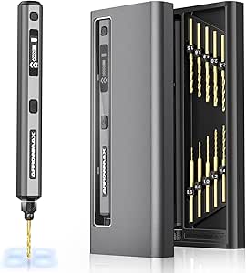 Mini Electric Drill 5 Speed, ARROWMAX 10 Small Drill Bits with Aluminum Box, OLED Display, LED Lights, Resin Drill Bit Set for Jewelry Making, Plastic, Wood (SDS ULTRA)