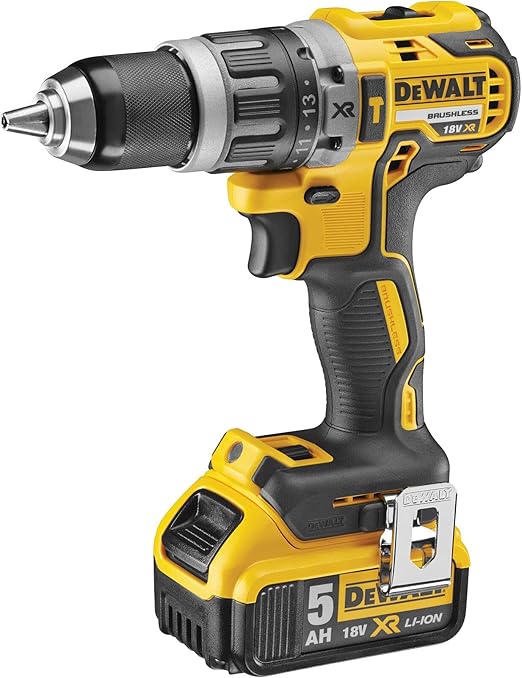 DEWALT - Perceuse Visseuse à Percussion Compact Brushless XR 18V Li-Ion 5Ah - DCD796P2-QW - Perceuse sans Fil avec Coffret TSTAK, 2 Batteries / Chargeur - 2 Vitesses (0-550/2000 tr/min) - 420W