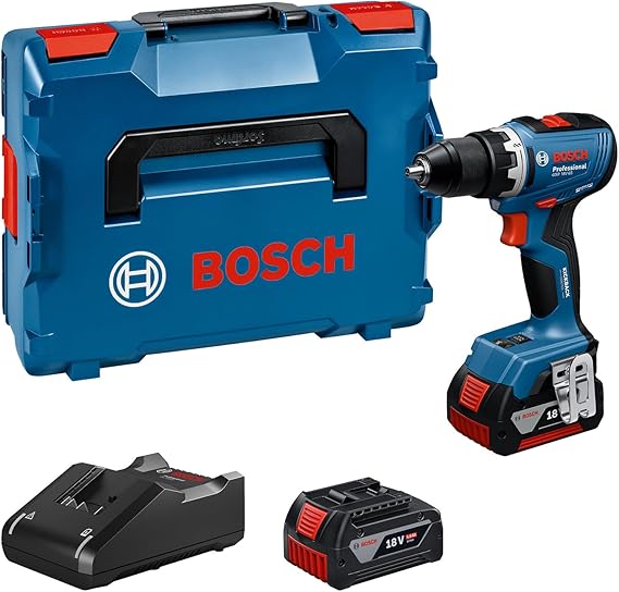 Bosch Professional 18V System Cordless Drill Driver GSR 18V-65 (brushless motor, head length 166, 2 GBA 18V 5.0Ah batteries incl., charger GAL 18V-40, L-BOXX)