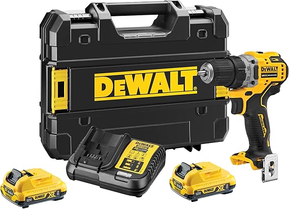 DEWALT - Brushless XR 12V drill, with 2 Li-Ion 2Ah batteries, 1 charger 12/18V 2A and TSTAK box, DCD701D2-QW