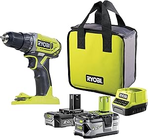 RYOBI - Perceuse-visseuse sans fil 18V ONE+™™ avec 1 batterie lithium 2,0 Ah & 1 batterie lithium 4,0 Ah - R18DD2-242S