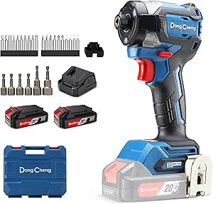 Dong Cheng 18V Brushless Impact Driver, 208Nm, Self-Tapping Mode, 3200 rpm, 4300 cps/min, 1/4" Hex Chuck, 3 Speed, with 2 x 2.0 Ah Batteries