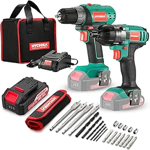 Visseuse Devisseuse Sans Fil 18V, HYCHIKA Perceuse Visseuse Sans Fil 35N.m, Visseuse a Chocs 160Nm, avec 2 Batterie 2,0Ah, Chargeur Rapide et 22PCS Accessoires, Vitesse Variable, Perceuses Combi