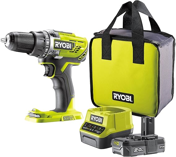 RYOBI - Cordless drill driver 18V - 50 Nm - 500-1800 rpm - 13 mm chuck - 1 lithium battery + 2.0 Ah - 2.0 A charger - Delivered in a carry bag